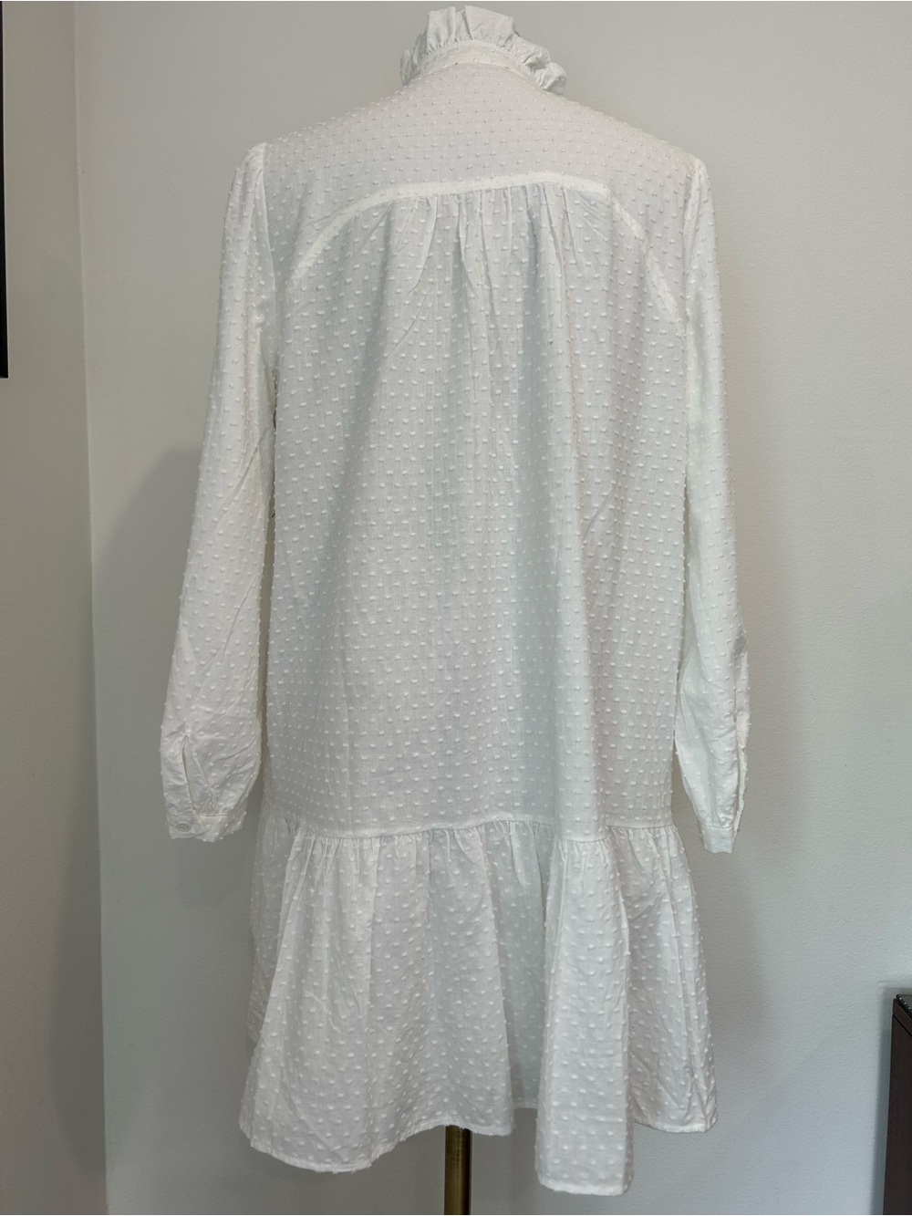 TUCKERNUCK - White Swiss Dot Tiered Cotton Long Puff Sleeve Dress Size S - Picture 7 of 16
